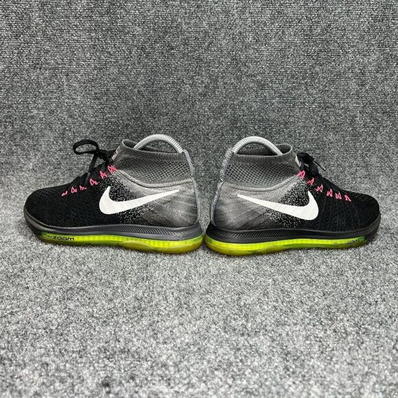 Nike Zoom‎ All Out Flyknit Running Shoes Women's Size 7 Black Volt Athletic Run - Picture 7 of 12